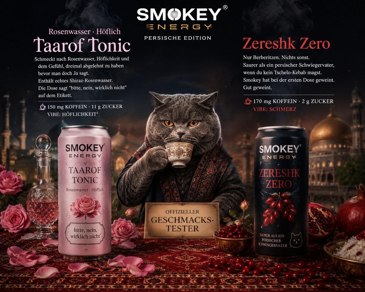 Kampagnenmotiv der Persischen Edition mit Taarof Tonic und Zereshk Zero